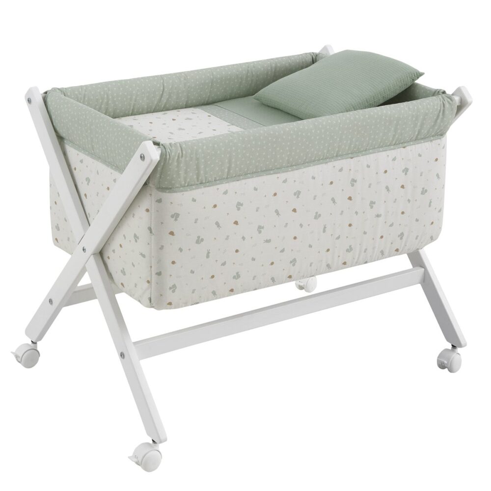 Minicuna Tijera Madera Ardi Verde/Blanco 55X87X74 Cm Cambrass