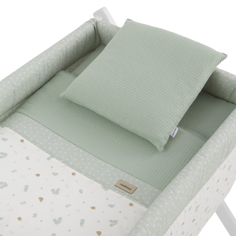 Minicuna Tijera Madera Ardi Verde/Blanco 55X87X74 Cm Cambrass - Imagen 2