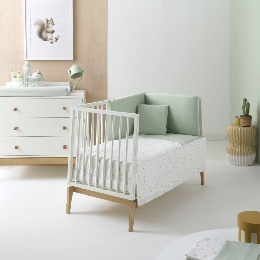 Minicuna Tijera Madera Ardi Verde/Blanco 55X87X74 Cm Cambrass - Imagen 4