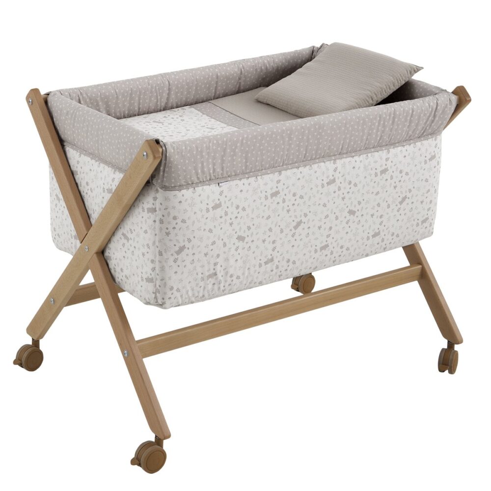 Minicuna Tijera Madera Abete Beige/Natural 55X87X74 Cm Cambrass