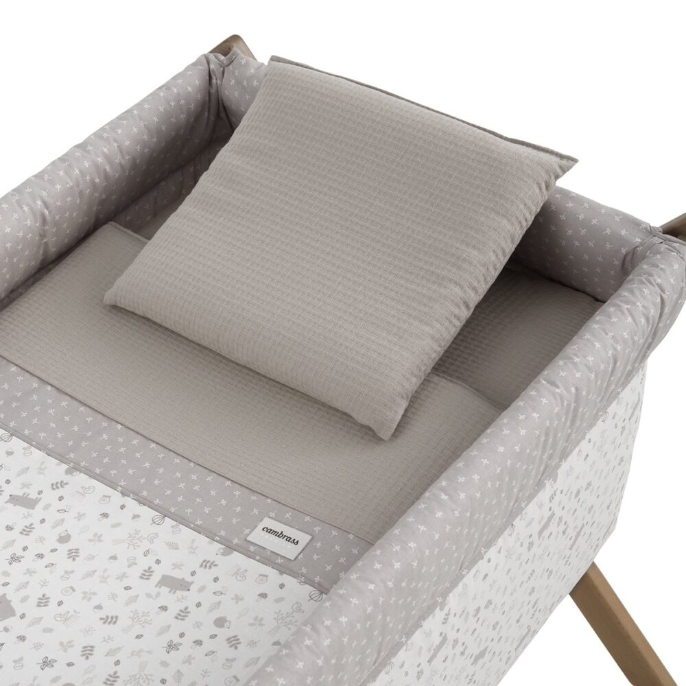 Minicuna Tijera Madera Abete Beige/Natural 55X87X74 Cm Cambrass - Imagen 2