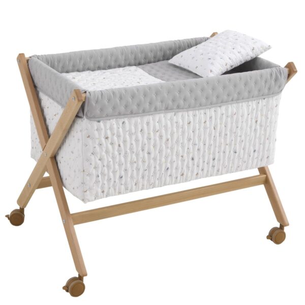 Minicuna Tijera Madera House Azul/Natural 55X87X74 Cm Cambrass