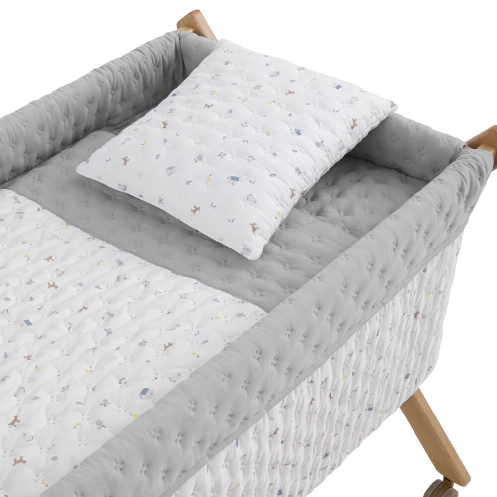 Minicuna Tijera Madera House Azul/Natural 55X87X74 Cm Cambrass - Imagen 2