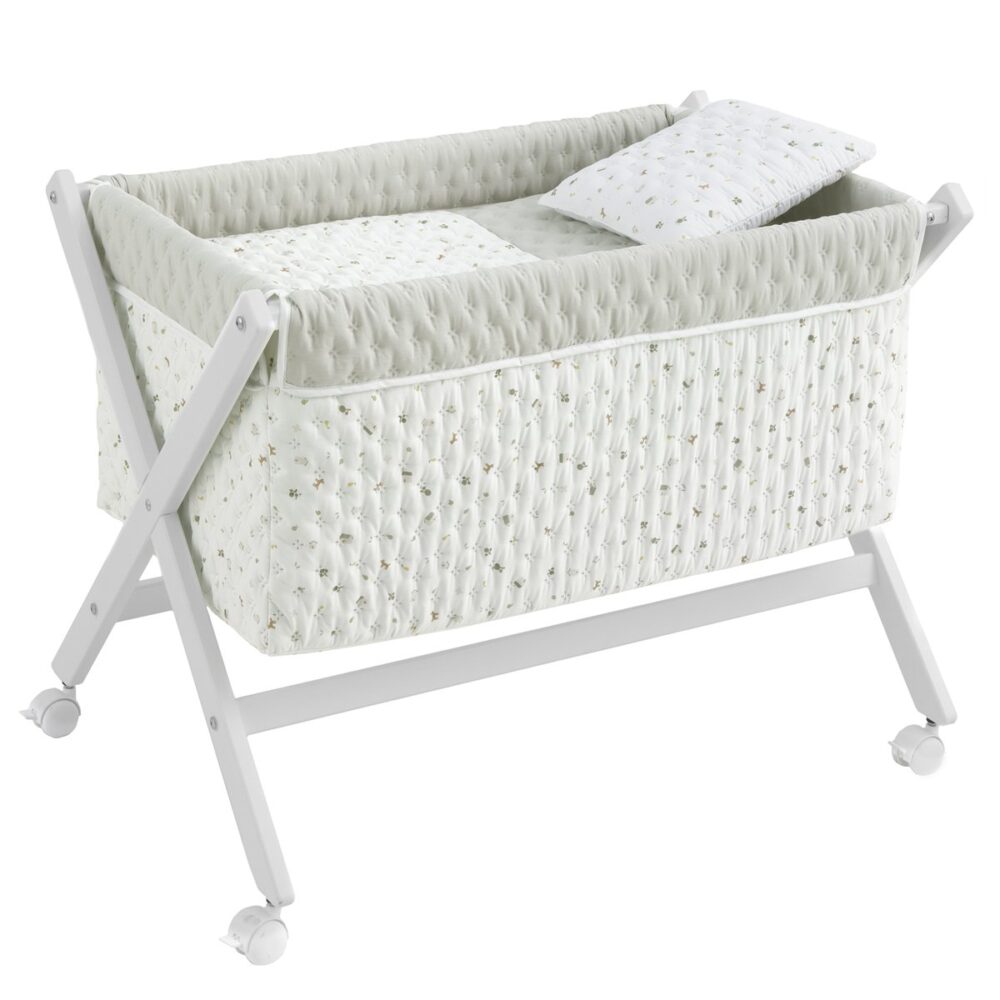 Minicuna Tijera Madera House Mint/Bco 55X87X74 Cm Cambrass