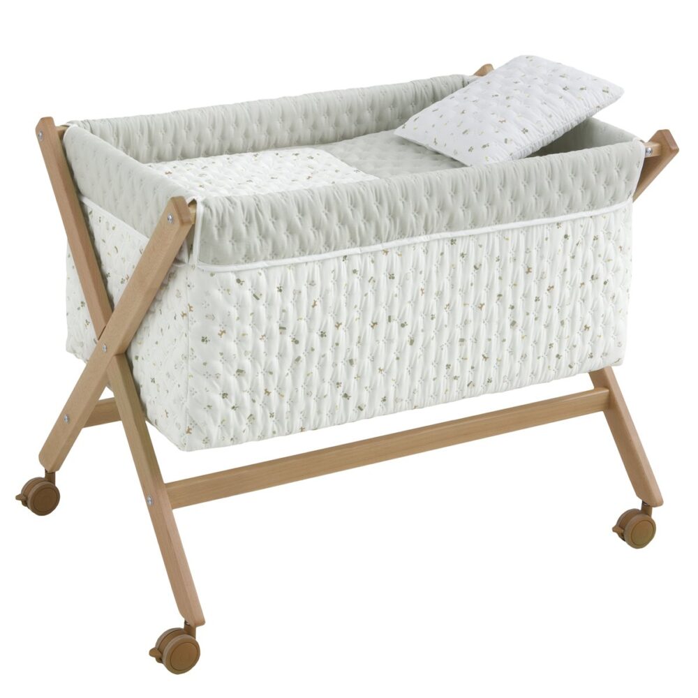 Minicuna Tijera Madera House Mint/Natural 55X87X74 Cm Cambrass