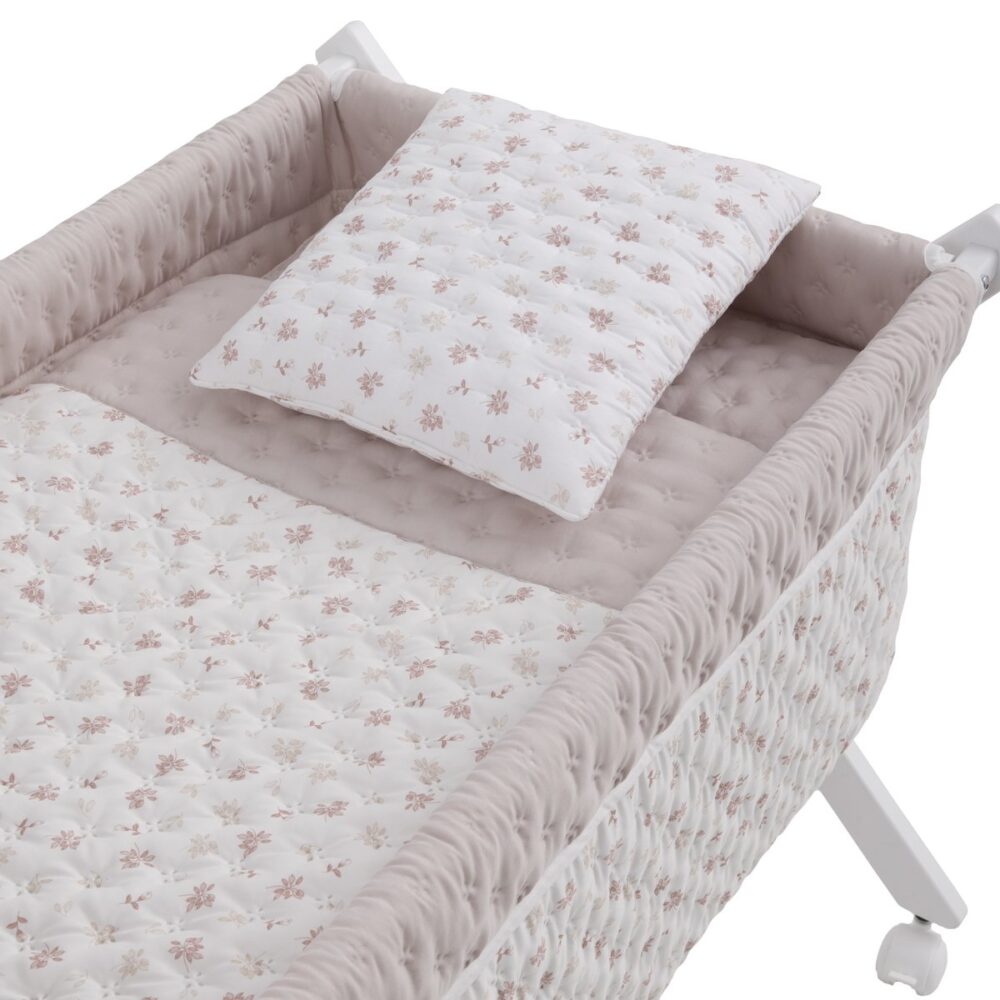 Minicuna Tijera Madera Branch Rosa/Bco 55X87X74 Cm Cambrass - Imagen 2