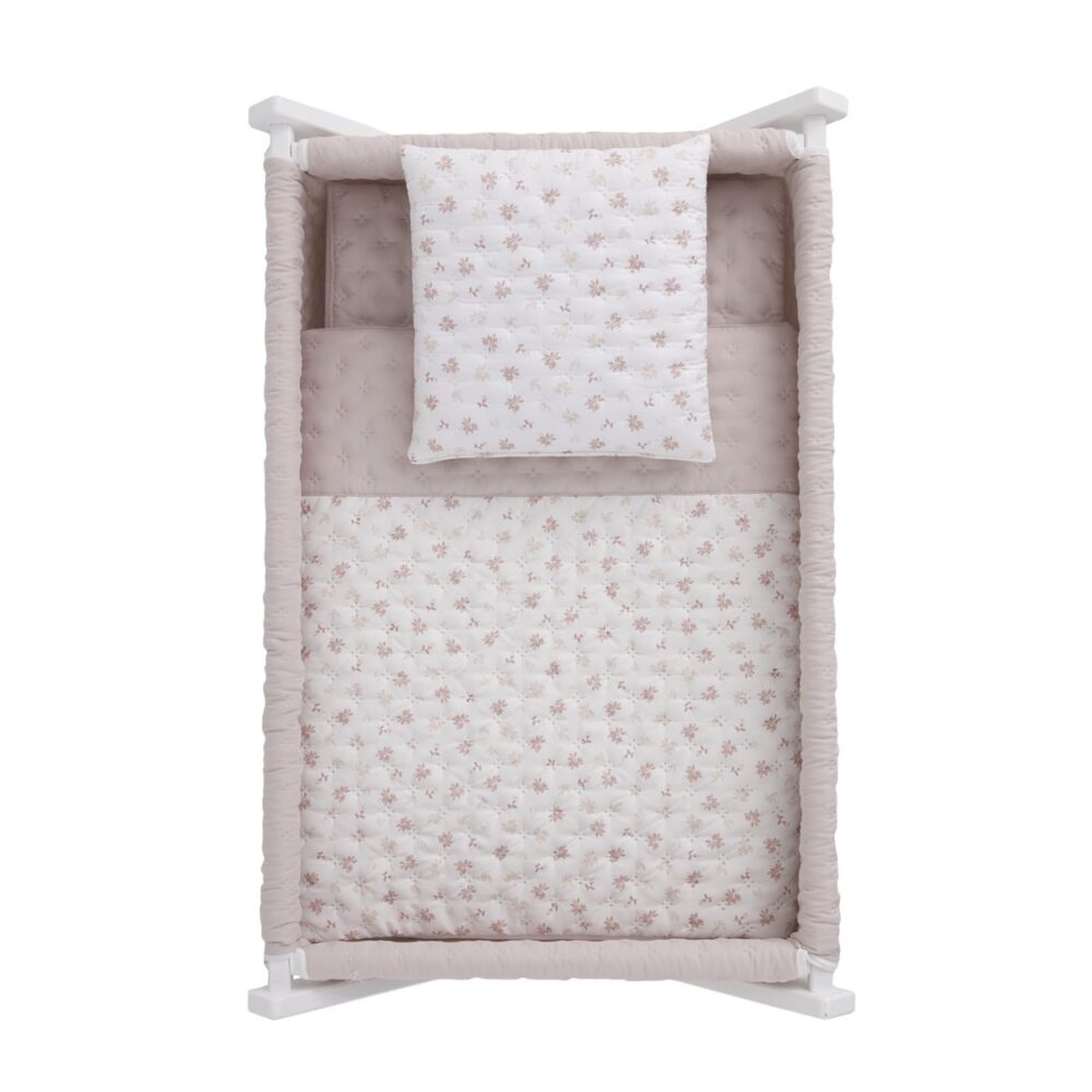 Minicuna Tijera Madera Branch Rosa/Bco 55X87X74 Cm Cambrass - Imagen 3