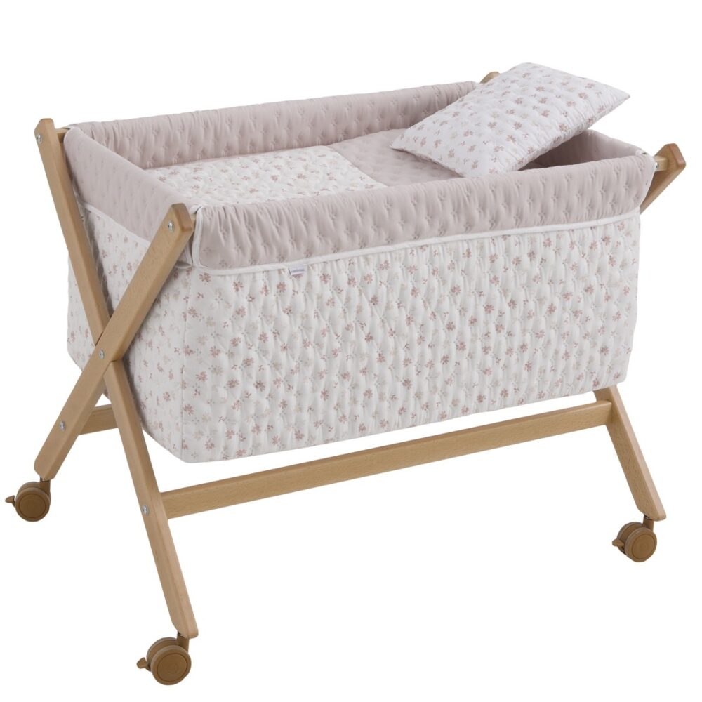Minicuna Tijera Madera Branch Rosa/Natural 55X87X74 Cm Cambrass