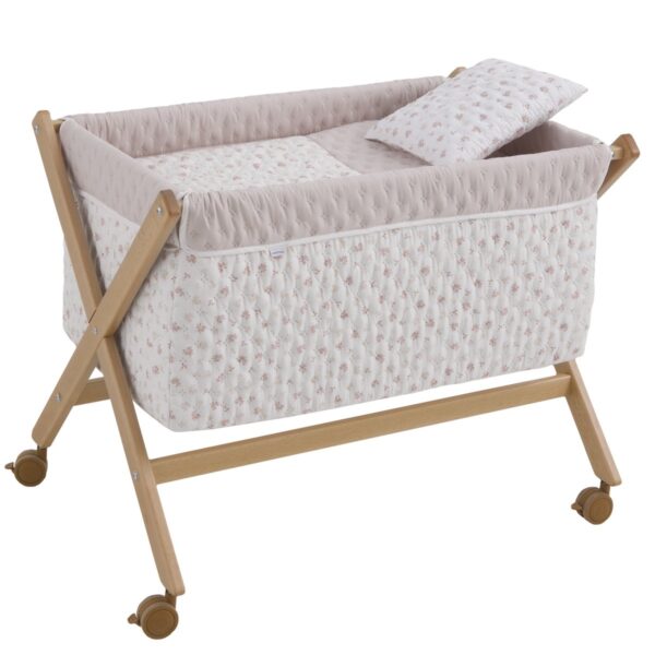 Minicuna Tijera Madera Branch Rosa/Natural 55X87X74 Cm Cambrass