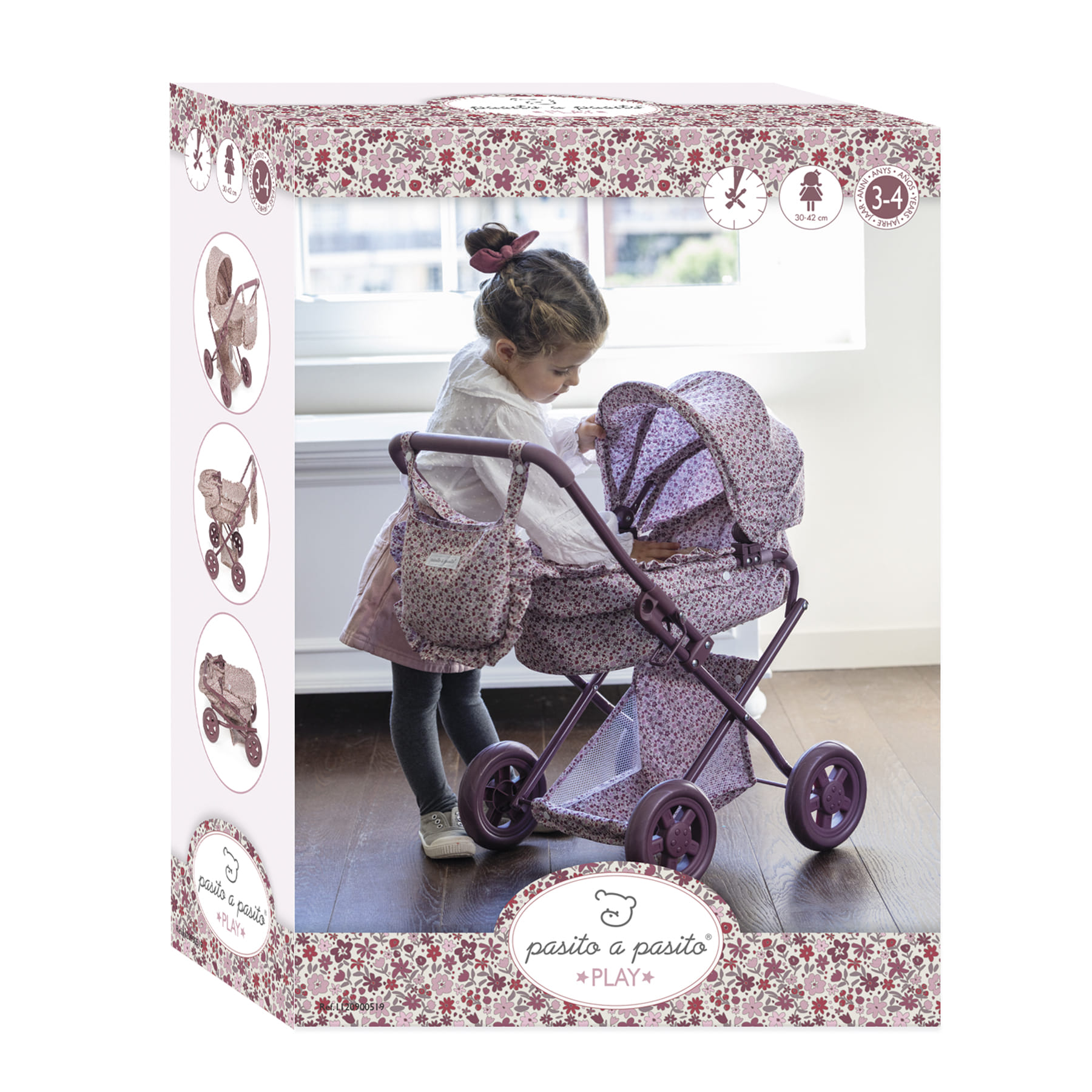 Cochecito de muñecas Cuco Cherry Flores - Imagen 8