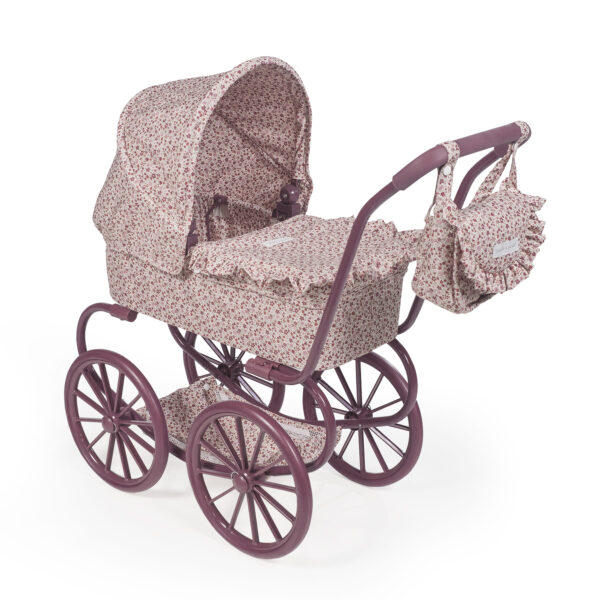 Cochecito clásico (ruedas grandes) de muñecas Cuco Cherry Flores