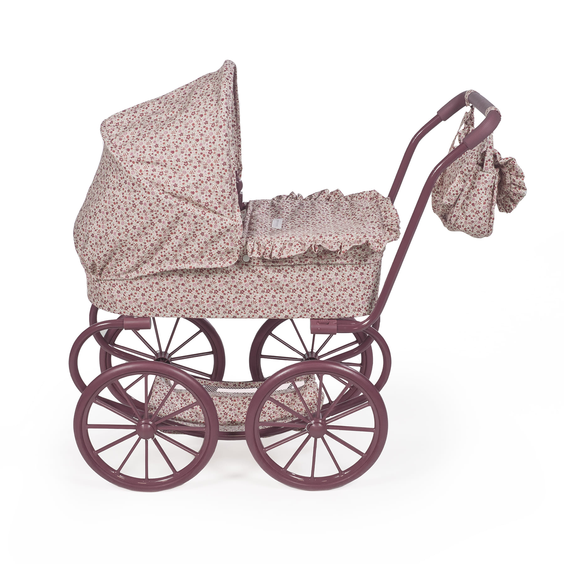 Cochecito clásico (ruedas grandes) de muñecas Cuco Cherry Flores - Imagen 2