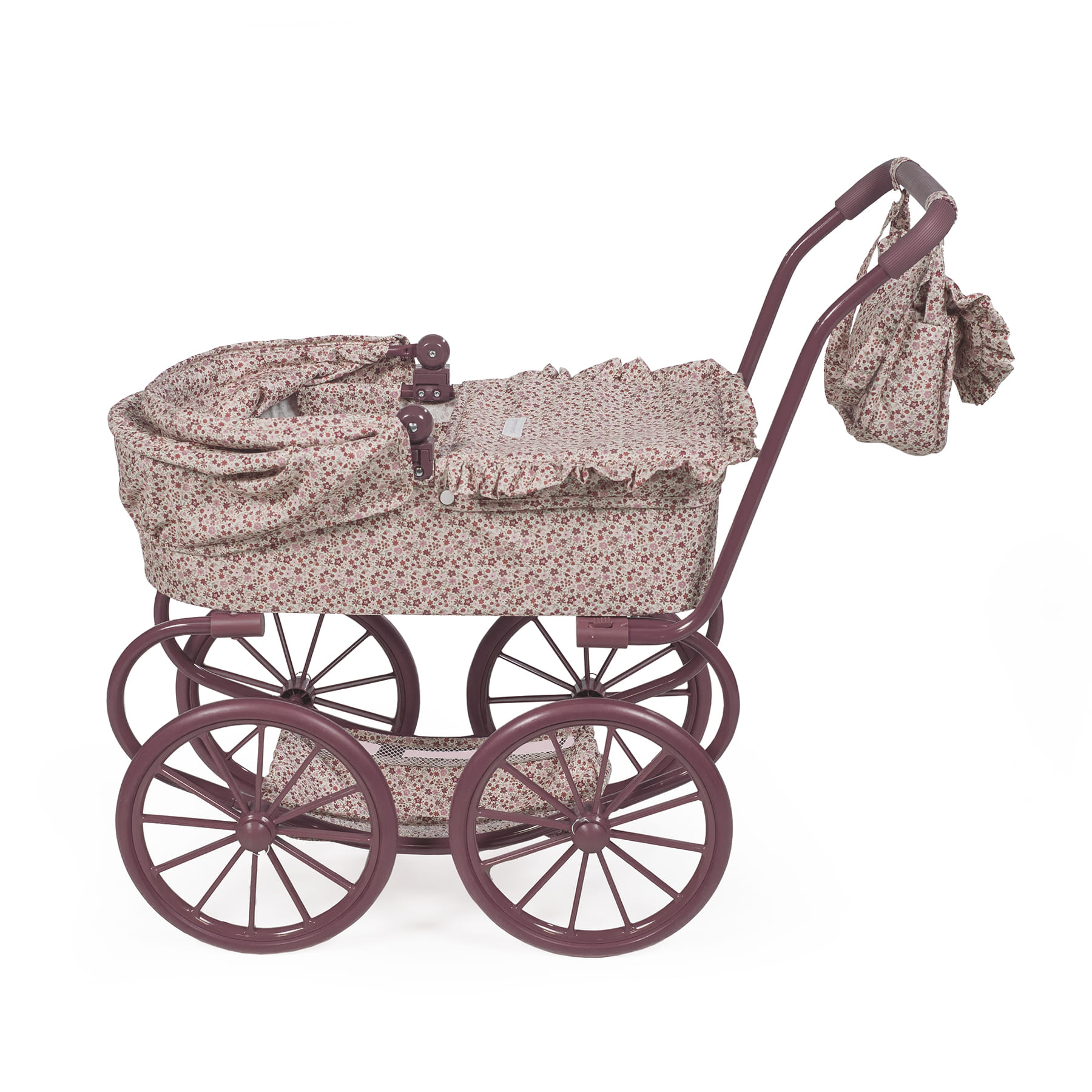 Cochecito clásico (ruedas grandes) de muñecas Cuco Cherry Flores - Imagen 3