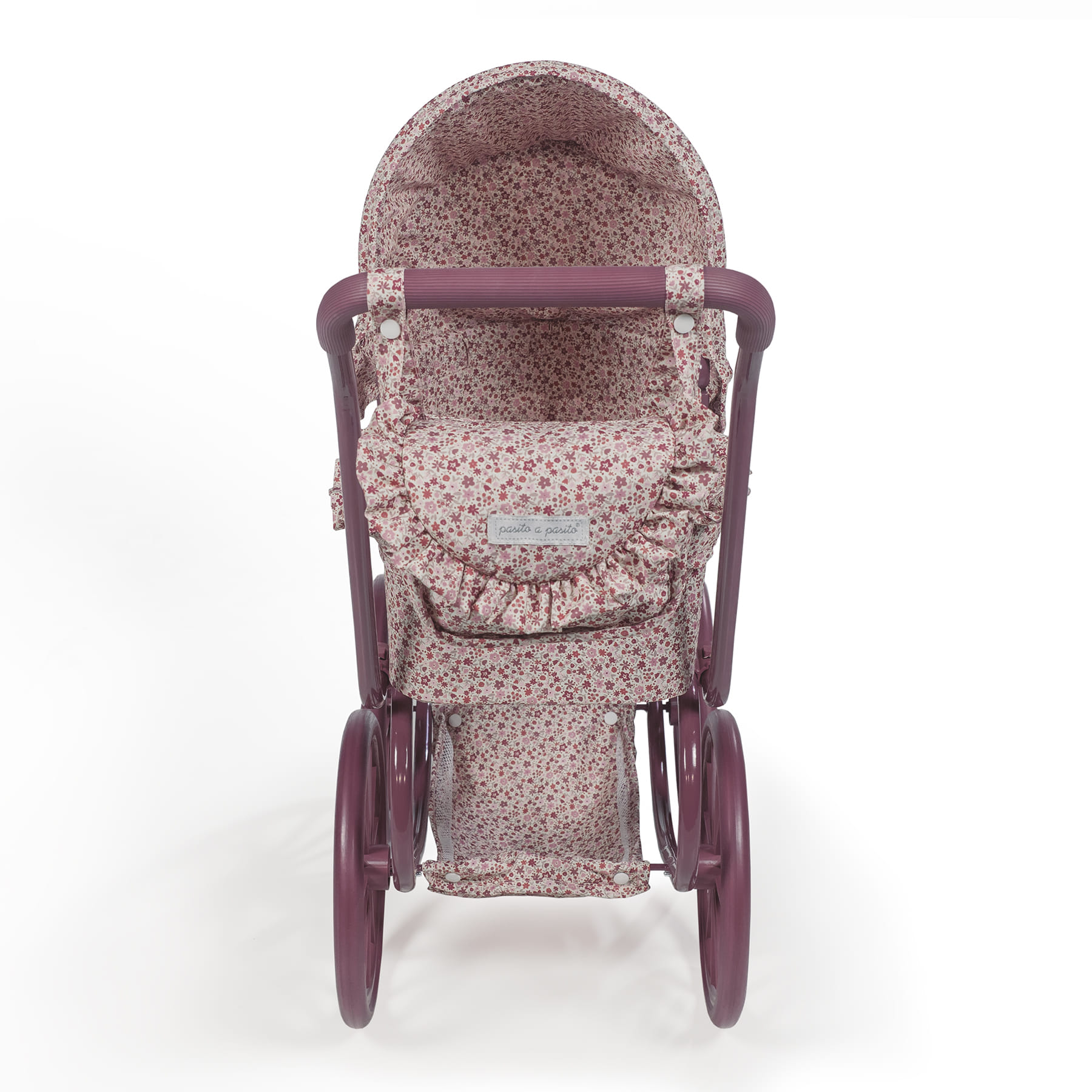 Cochecito clásico (ruedas grandes) de muñecas Cuco Cherry Flores - Imagen 4