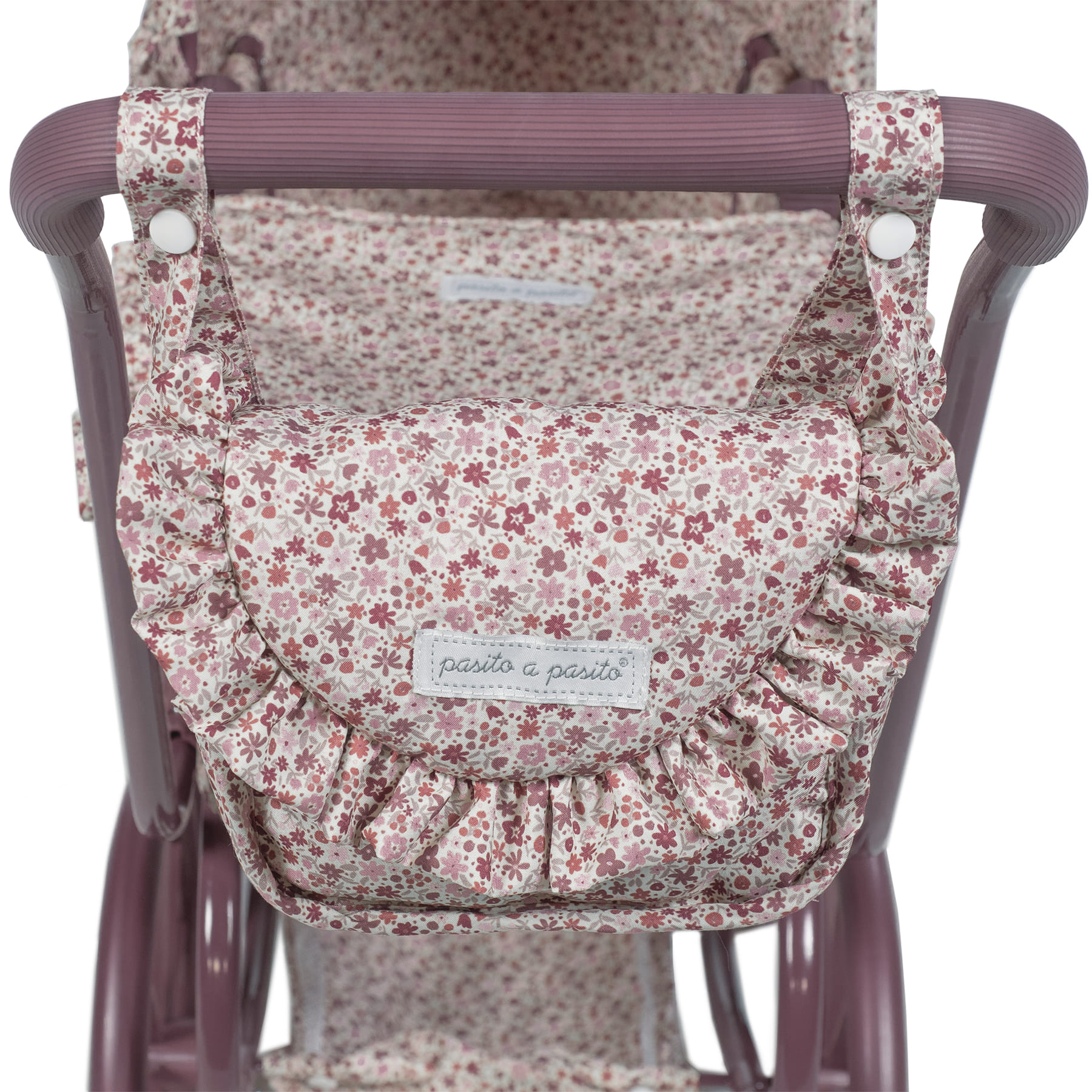Cochecito clásico (ruedas grandes) de muñecas Cuco Cherry Flores - Imagen 6