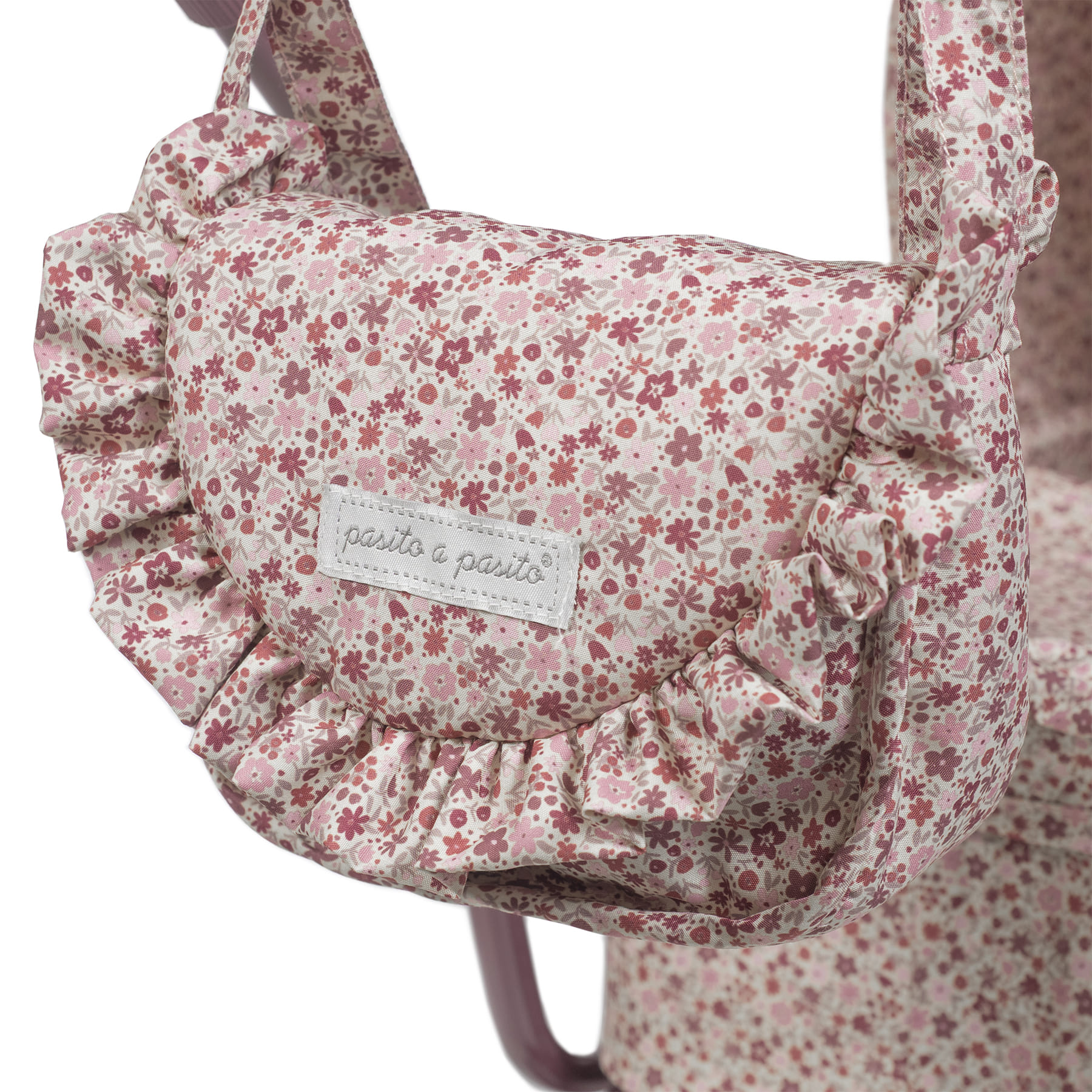 Cochecito clásico (ruedas grandes) de muñecas Cuco Cherry Flores - Imagen 5