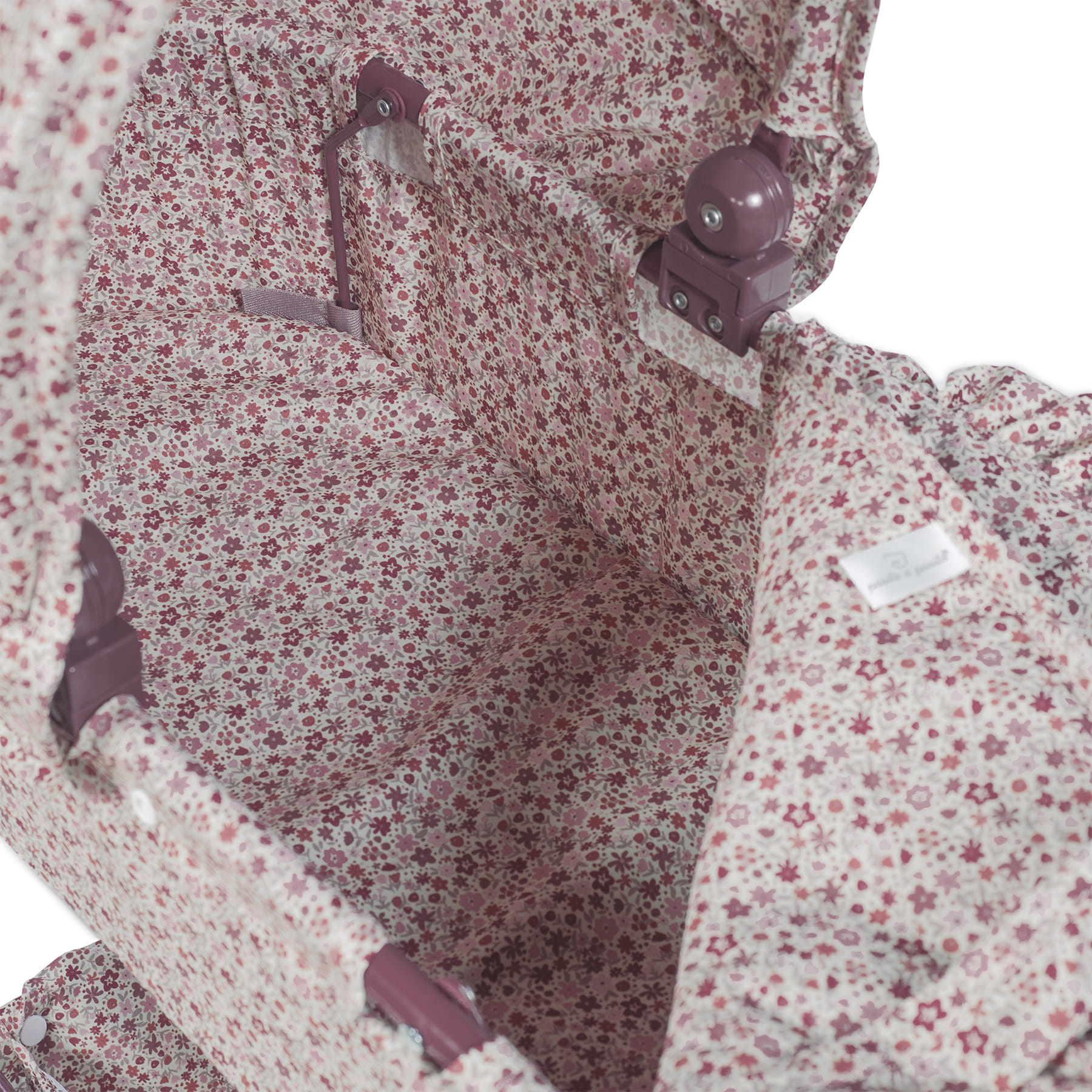 Cochecito clásico (ruedas grandes) de muñecas Cuco Cherry Flores - Imagen 9