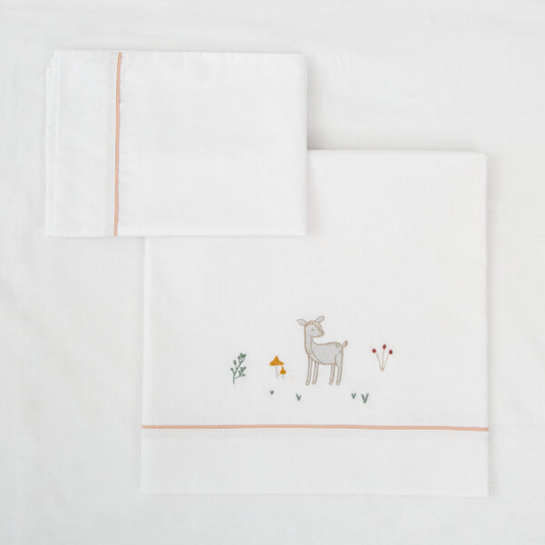 Juego sabanas algodon 100% 3 piezas Deer 14 B|Rosa Minicuna (50x80 - 90) - Bimbidreams