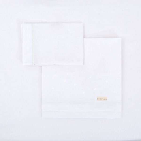 Juego sabanas algodon 100% 3 piezas Night 01 Blanco Cuna (60x120) - Bimbidreams