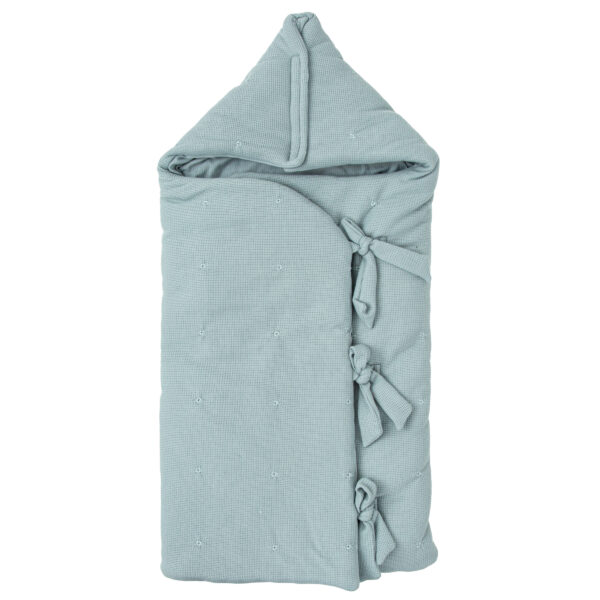 Saco arrullo con capucha Waffle 03 Azul 44x88 - Bimbidreams