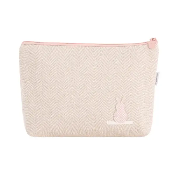 Bolsa aseo lino rosa 6x28x20 cm