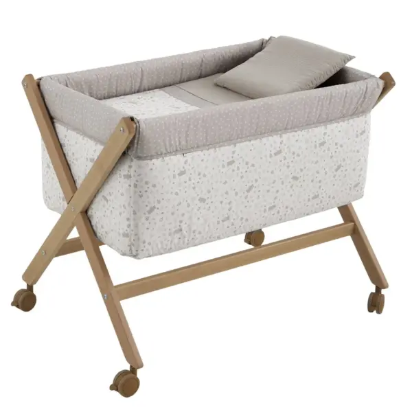 Minicuna tijera madera abete beige/natural 55x87x74 cm