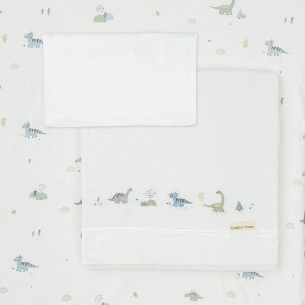 Juego sabanas punto jersey 3 piezas Trex 16 B|Verde Minicuna (50x80 - 90) - Bimbidreams