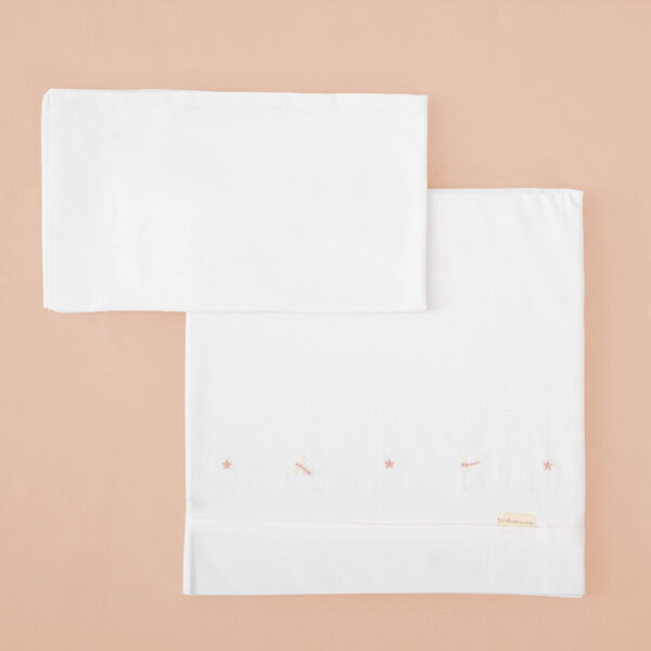 Juego sabanas punto jersey 3 piezas Dafne 14 B|Rosa Minicuna (50x80 - 90) - Bimbidreams