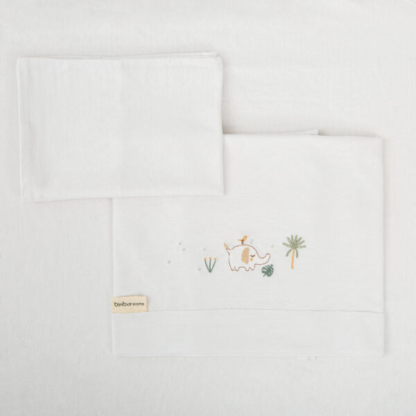 Juego sabanas punto jersey 3 piezas Palm 16 B|Verde Minicuna (50x80 - 90) - Bimbidreams