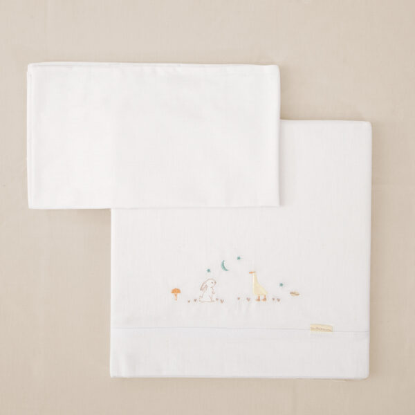 Juego sabanas punto jersey 3 piezas Happy Forest 10 B|Lino Cuna (60x120) - Bimbidreams