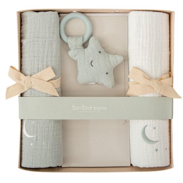 Gasas bordadas Matalasé con Estrella mordedor  -  Set Regalo Matalase ME Menta  - Bimbidreams
