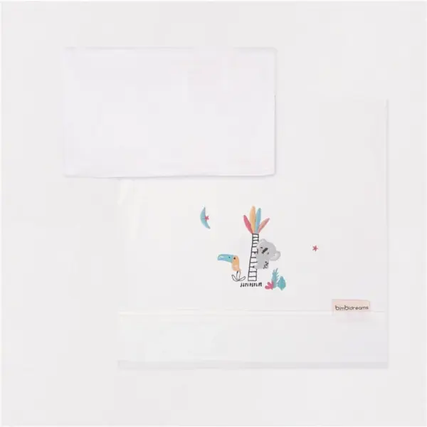 Juego sabanas punto 3 piezas Capazo 40x80 Tucan Blanco Verde Bimbidreams