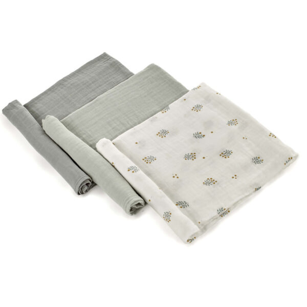 Pack 3 muselinas de bambú Jané XL 80x80 cm suaves y prácticas