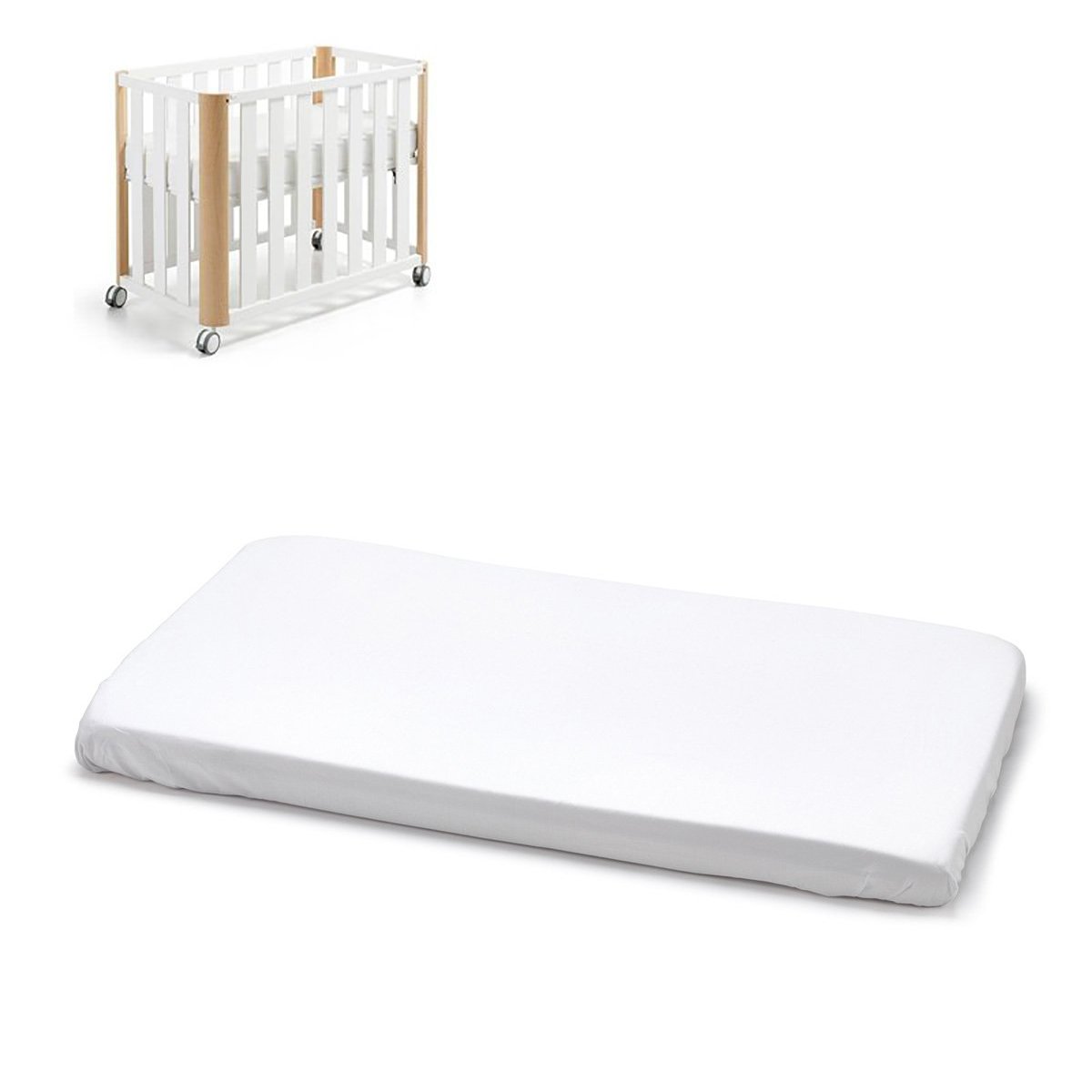 SABANA BAJERA AJUST. MINICUNA 50x90x12 CM LISO E BLANCO& Cambrass