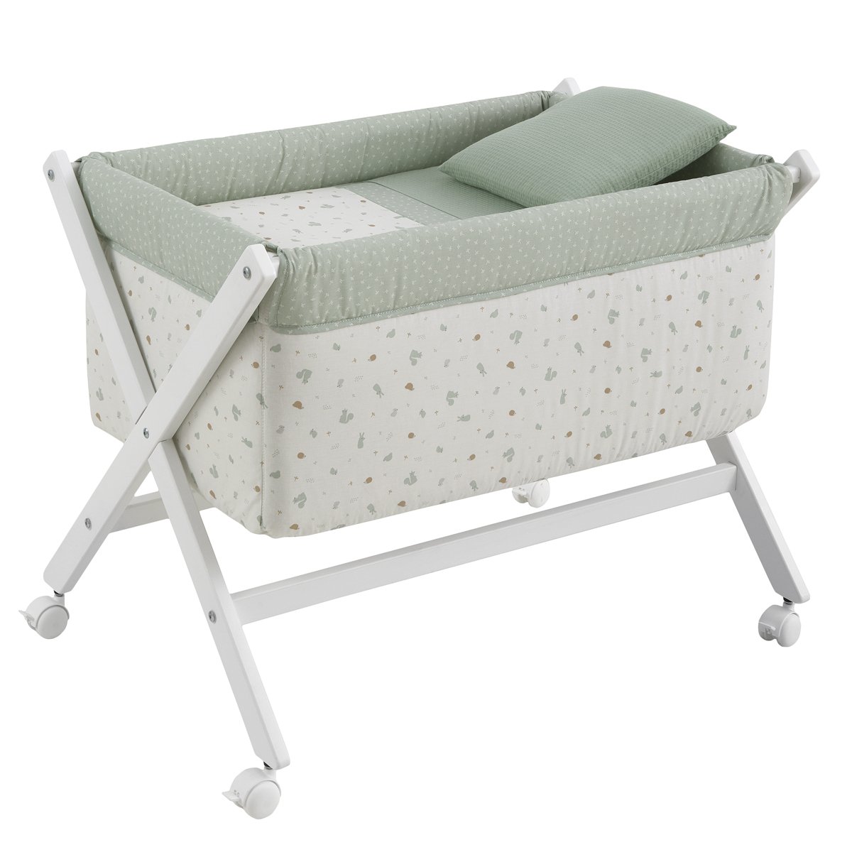 MINICUNA TIJERA MADERA ARDI VERDE/BLANCO 55x87x74 CM& Cambrass