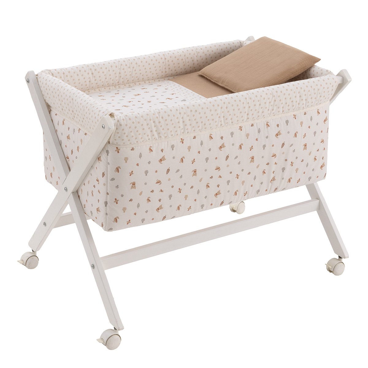 MINICUNA TIJERA MADERA SENDA BEIGE/BCO 55x87x74 CM& Cambrass