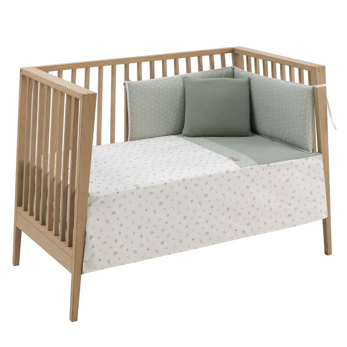 JGO 2 PCS.COLCHA I-V. CUNA 60 CALMA VERDE 60x120x3 CM& Cambrass