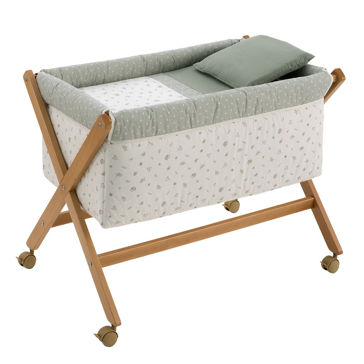 MINICUNA TIJERA MADERA CALMA VERDE/NATURAL 55x87x74 CM& Cambrass