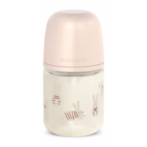 Biberón de Vidrio 120 ml Suavinex Wonderland Conejos Rosa