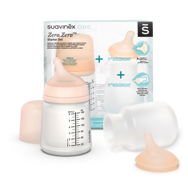 Set biberón anticólicos Suavinex Zero.Zero 180 ml con tetina y bolsa de recambio