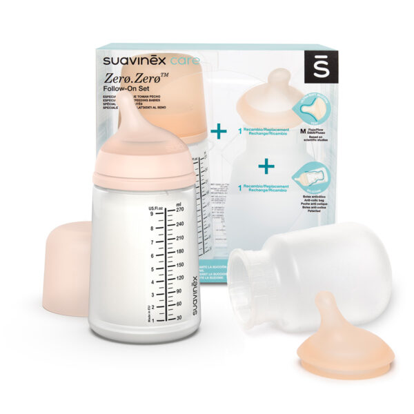 Set biberón anticólicos Suavinex Zero.Zero 270 ml con tetina y bolsa de recambio