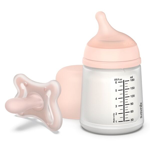 Set de lactancia Suavinex Zero.Zero con biberón de 180 ml y chupete -2 a 2 meses