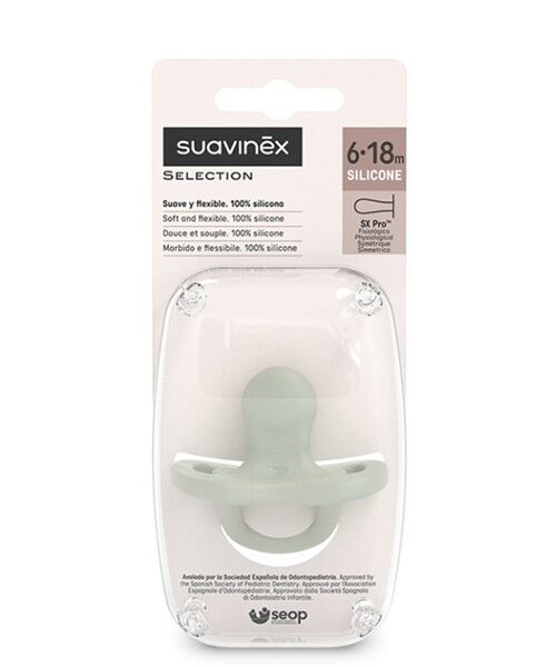Chupete Fisiológico Todo Silicona SX Pro Suavinex 6-18 Meses Verde