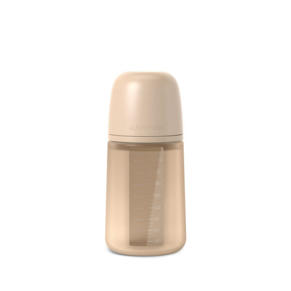 Biberón de silicona 240 ml Suavinex Colour Essence Soft Beige con tetina fisiológica SX Pro