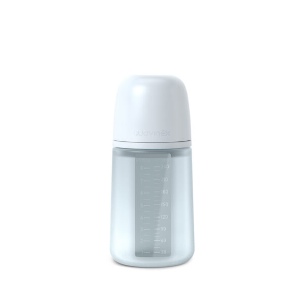 Biberón de silicona 240 ml Suavinex Colour Essence Soft Azul con tetina fisiológica SX Pro