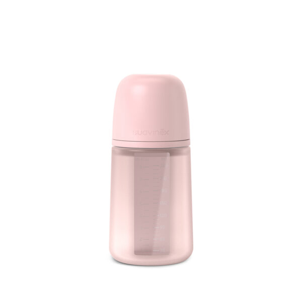 Biberón de silicona 240 ml Suavinex Colour Essence Soft Rosa con tetina fisiológica SX Pro