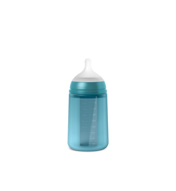 Biberón de silicona 240 ml Suavinex Colour Essence Inten Azul con tetina fisiológica SX Pro - Imagen 2