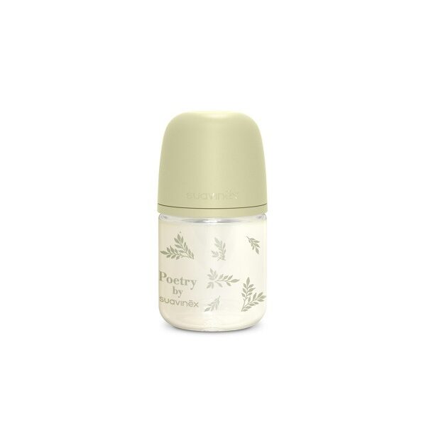 Biberón de vidrio 120 ml Suavinex Poetry Verde con tetina fisiológica SX Pro