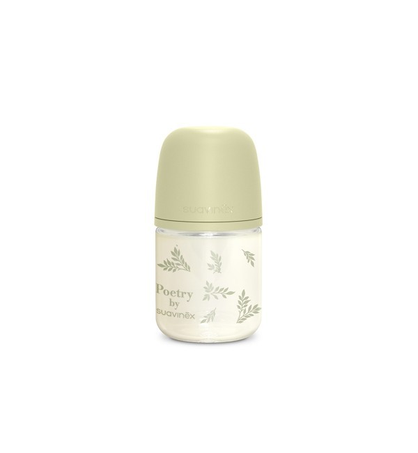 Biberón de vidrio 120 ml Suavinex Poetry Verde con tetina fisiológica SX Pro