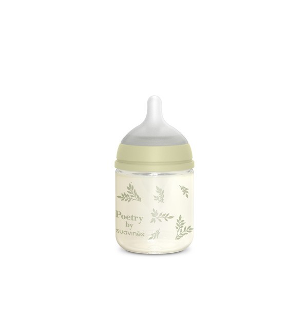 Biberón de vidrio 120 ml Suavinex Poetry Verde con tetina fisiológica SX Pro - Imagen 2